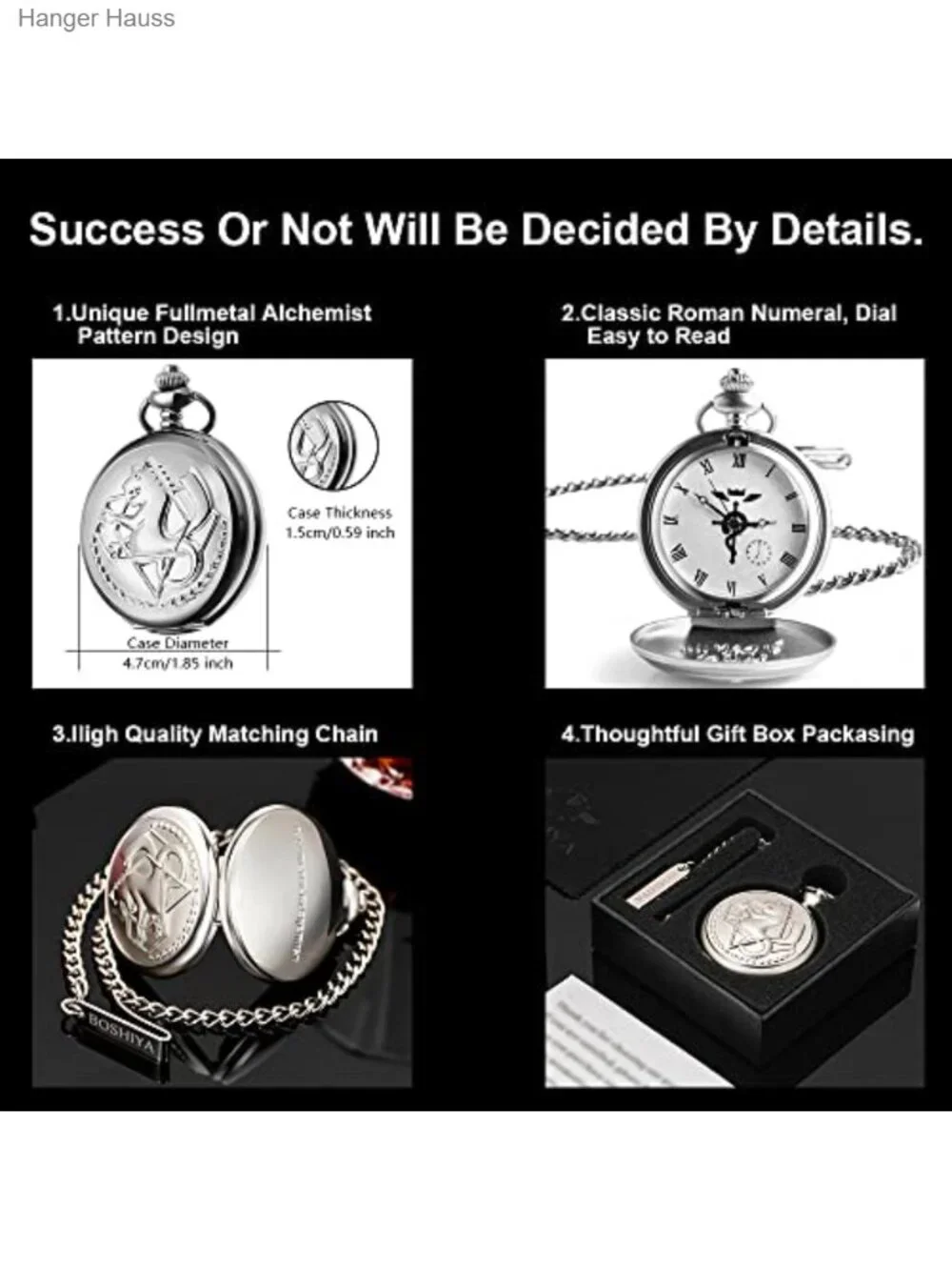 Fullmetal Alchemist Cosplay Pocket Watch with Chain Anime Merch Gift